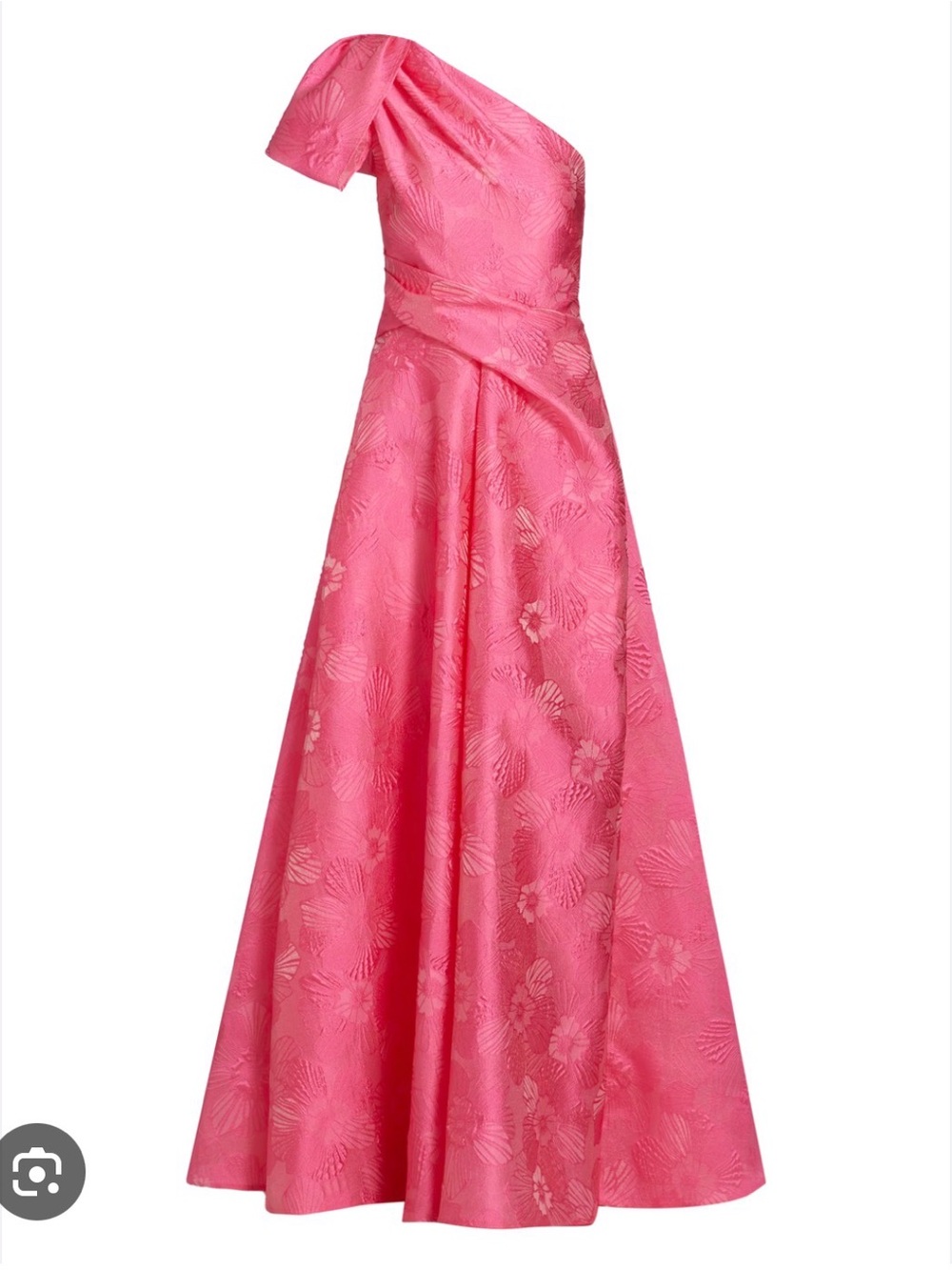 One-Shoulder Pink Floral Jacquard Maxi Dress